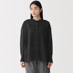 Best Muji Blusa de algodón orgánico de alta torsión para mujer
