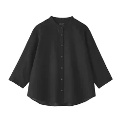 Sale Muji Blusa de cuello alto de lino lavado para mujer
