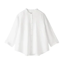 Sale Muji Blusa de cuello alto de lino lavado para mujer