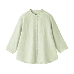 Sale Muji Blusa de cuello alto de lino lavado para mujer
