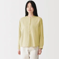 Discount Muji Blusa de gasa doble y mezcla de kapok para mujer