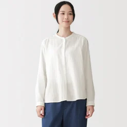 Discount Muji Blusa de gasa doble y mezcla de kapok para mujer
