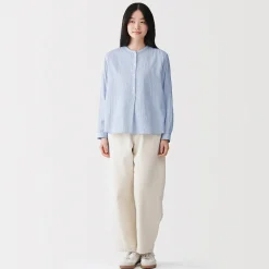 Discount Muji Blusa de gasa doble y mezcla de kapok para mujer