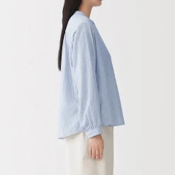 Discount Muji Blusa de gasa doble y mezcla de kapok para mujer