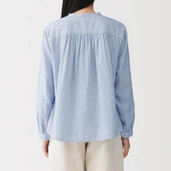 Discount Muji Blusa de gasa doble y mezcla de kapok para mujer