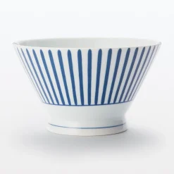 New Muji Bol de arroz Hasami Ware - Patrón de rayas en abanico, Grande
