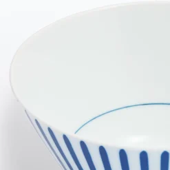 New Muji Bol de arroz Hasami Ware - Patrón de rayas en abanico, Grande