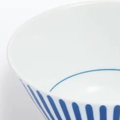 Clearance Muji Bol de arroz Hasami Ware ‐ Patrón de rayas en abanico, Pequeño