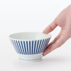 Clearance Muji Bol de arroz Hasami Ware ‐ Patrón de rayas en abanico, Pequeño