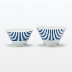 Clearance Muji Bol de arroz Hasami Ware ‐ Patrón de rayas en abanico, Pequeño