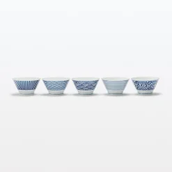Clearance Muji Bol de arroz Hasami Ware ‐ Patrón de rayas en abanico, Pequeño