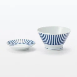 Clearance Muji Bol de arroz Hasami Ware ‐ Patrón de rayas en abanico, Pequeño