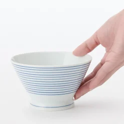 Outlet Muji Bol de arroz Hasami Ware - Patrón de rayas, Grande
