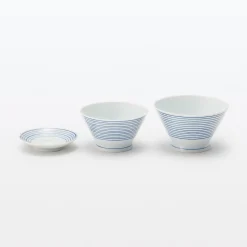 Outlet Muji Bol de arroz Hasami Ware - Patrón de rayas, Grande
