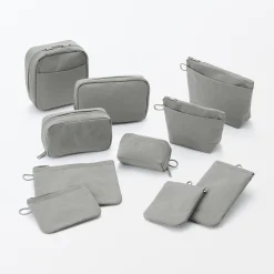 Muji Bolsa de nailon texturizada con cremallera ‐ Mediana