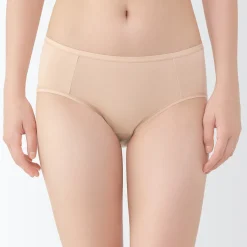 Clearance Muji Braguitas de bikini de hilo recuperado para mujer, paquete de 3 Albaricoque