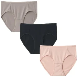 Sale Muji Braguitas de bikini de hilo recuperado para mujer, paquete de 3 Albaricoque