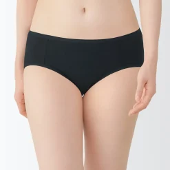 Sale Muji Braguitas de bikini de hilo recuperado para mujer, paquete de 3 Albaricoque
