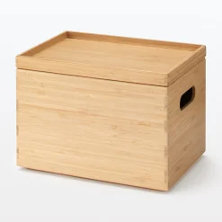 Hot Muji Caja apilable de bambú, 26 x 18.5 x 16.5 cm