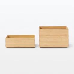 Hot Muji Caja apilable de bambú, 26 x 18.5 x 16.5 cm