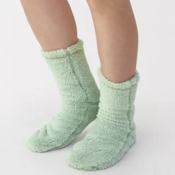Muji Calcetines acogedores de forro polar de poliéster reciclado para mujer