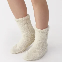 Muji Calcetines acogedores de forro polar de poliéster reciclado para mujer
