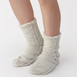 Muji Calcetines acogedores de forro polar de poliéster reciclado para mujer