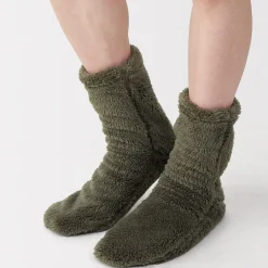 Clearance Muji Calcetines acogedores de forro polar de poliéster reciclado para hombre