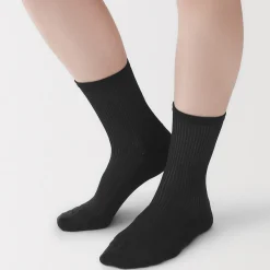 Outlet Muji Calcetines con puño cómodo y rayas para mujer