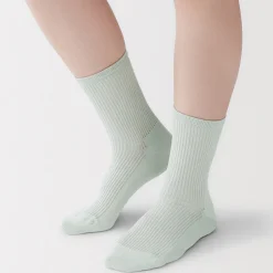 Outlet Muji Calcetines con puño cómodo y rayas para mujer