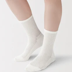 Outlet Muji Calcetines con puño cómodo y rayas para mujer