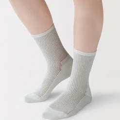 Outlet Muji Calcetines con puño cómodo y rayas para mujer