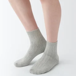 Clearance Muji Calcetines cortos con ribete elástico de ángulo recto para mujer