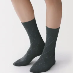 Muji Calcetines elegantes Argyle de algodón para hombre
