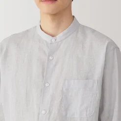 Discount Muji Camisa con cuello mao de lino lavado para hombre