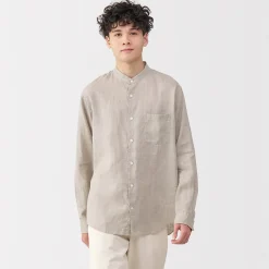 Discount Muji Camisa con cuello mao de lino lavado para hombre