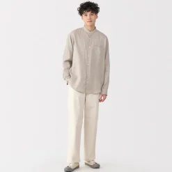 Discount Muji Camisa con cuello mao de lino lavado para hombre
