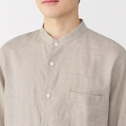 Discount Muji Camisa con cuello mao de lino lavado para hombre
