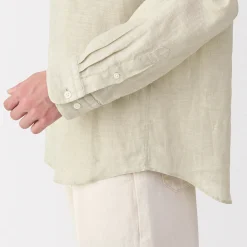 Discount Muji Camisa con cuello mao de lino lavado para hombre