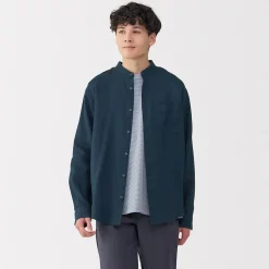 Discount Muji Camisa con cuello mao de lino lavado para hombre