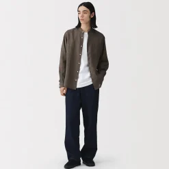 Discount Muji Camisa con cuello mao de lino lavado para hombre