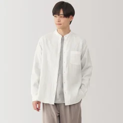 Discount Muji Camisa con cuello mao de lino lavado para hombre