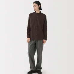 Outlet Muji Camisa con cuello mao de franela para hombre