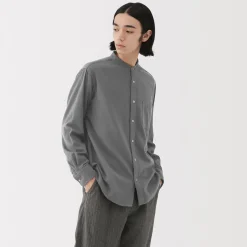 Outlet Muji Camisa con cuello mao de franela para hombre