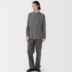 Outlet Muji Camisa con cuello mao de franela para hombre