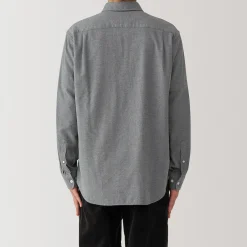 Outlet Muji Camisa con cuello mao de franela para hombre