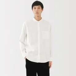 Outlet Muji Camisa con cuello mao de franela para hombre
