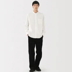 Outlet Muji Camisa con cuello mao de franela para hombre