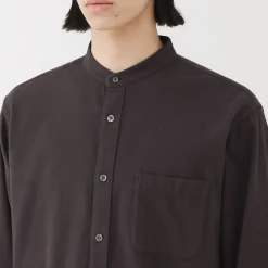 Outlet Muji Camisa con cuello mao de franela para hombre
