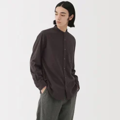 Outlet Muji Camisa con cuello mao de franela para hombre